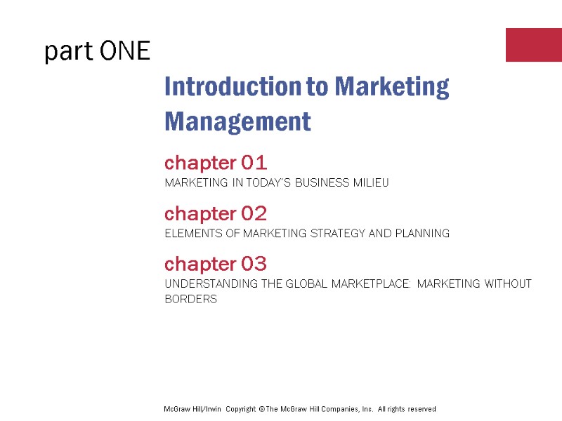 Introduction to Marketing Management chapter 01 Marketing in Today’s Business Milieu  chapter 02